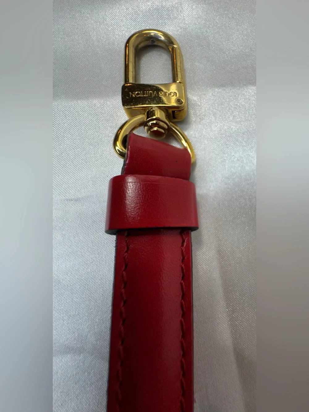 Louis Vuitton Red Leather Adjustable Strap with Gold Hardware